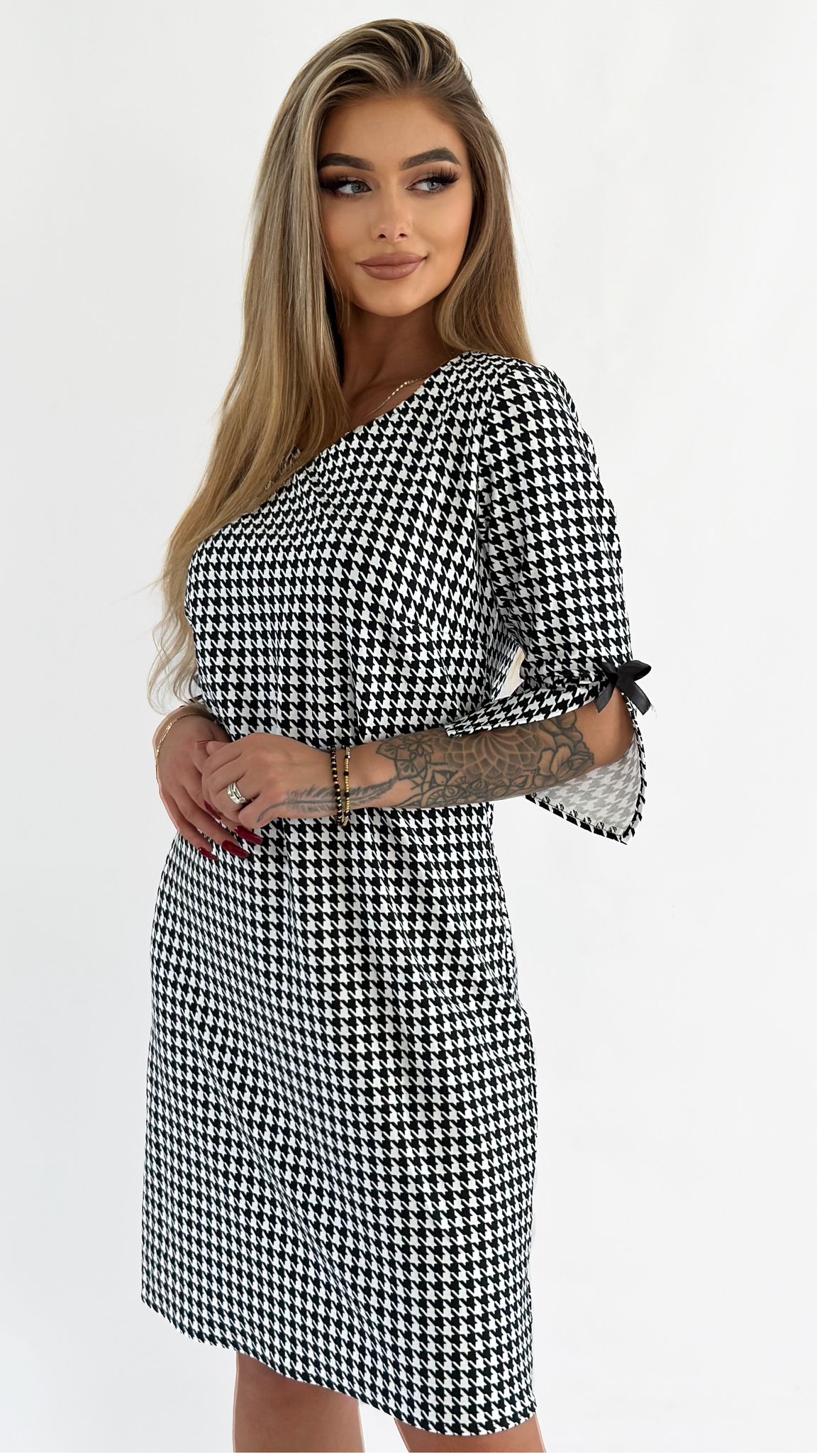 KOBIECA-ELEGANCKA-SUKIENKA-W-PEPITKE-MIDI-3-4-REKAW-KOKARDKA-ROZMIAR-38-Rozmiar-38.jpg